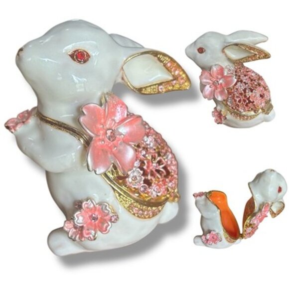 Bunny Tchotchke Jewelry Trinket Box NIB - Picture 2 of 5